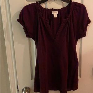 Burgundy motherhood maternity shirt with tie